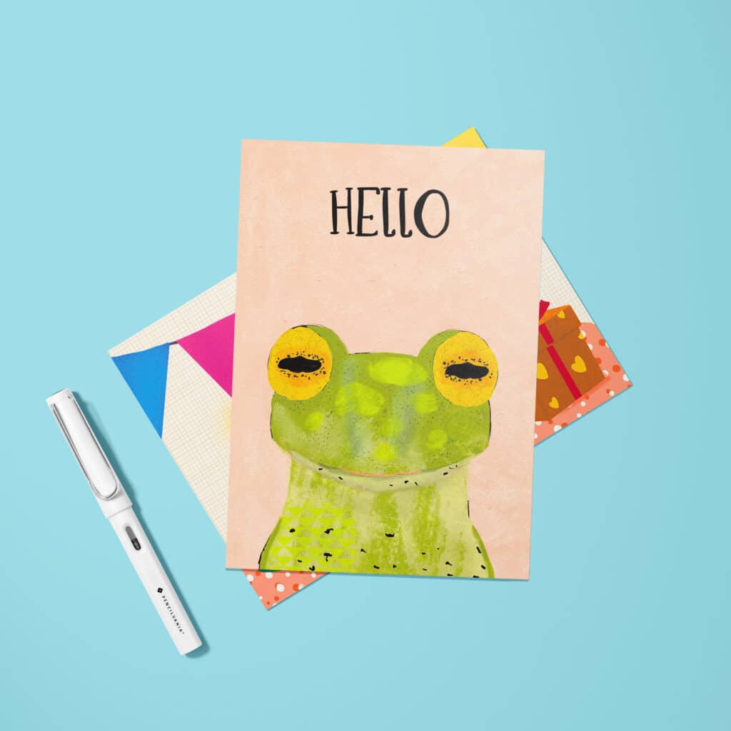 Postcard with frog illustration